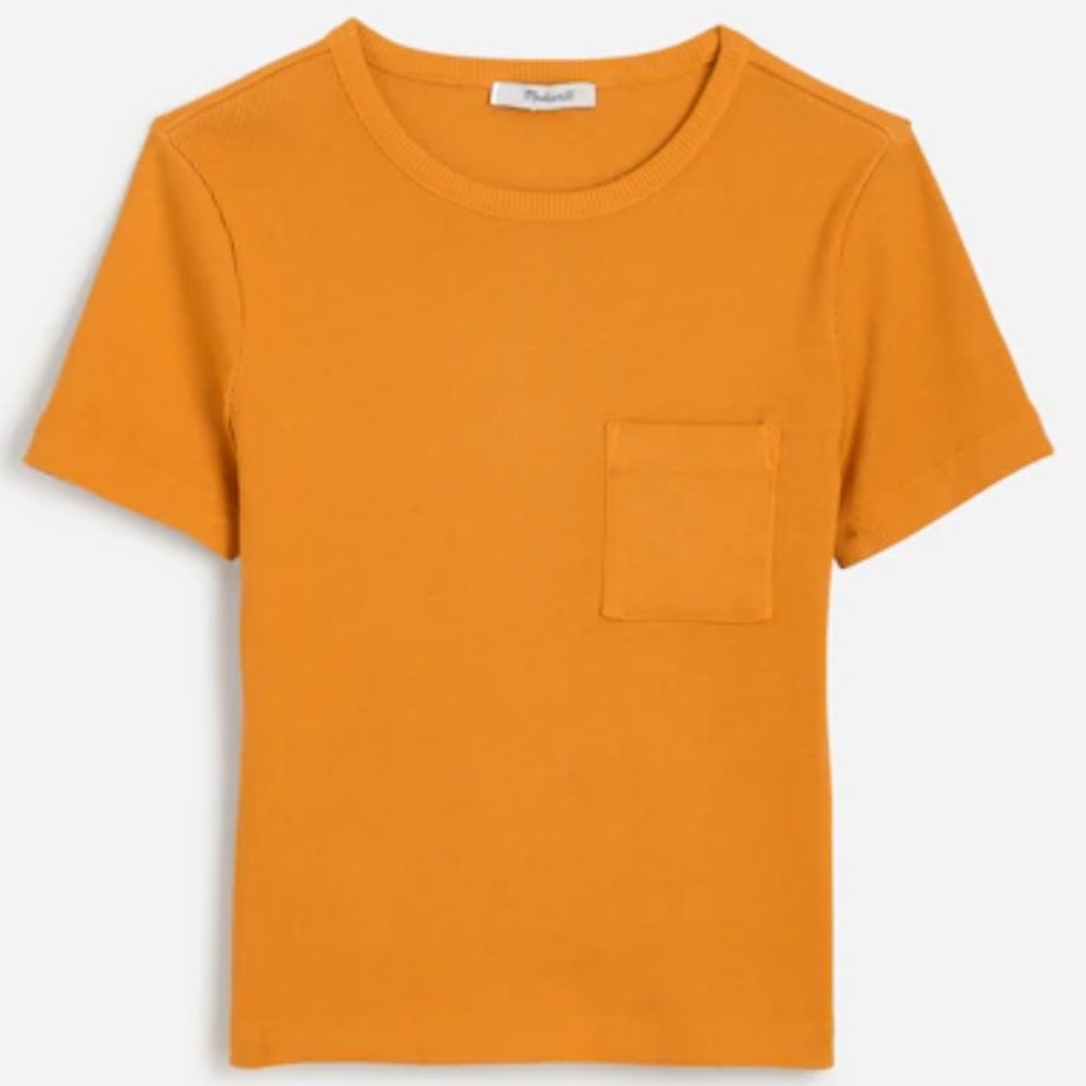 MADEWELL SMALL COTTON RIBBED SEMI CROPPED TEE NEW